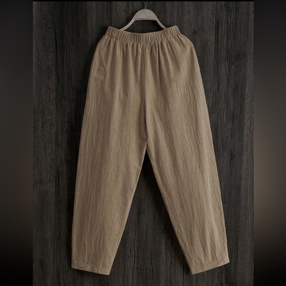 Casual Harem Khaki Drawstring Elastic Waist Pants NEW - Picture 3 of 6